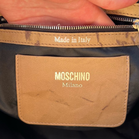 Moschino Leather Recycle Drawstring Bag Tote With Shoulder Strap - Picture 14 of 14